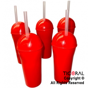 VASO DOMO CON SORBETE 400 ML ROJO x 5